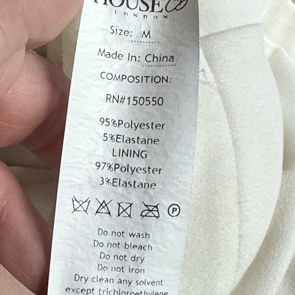 House of CB Ivory High Waisted Wide Leg Designer Trouser Pants, Medium - Picture 4 of 10